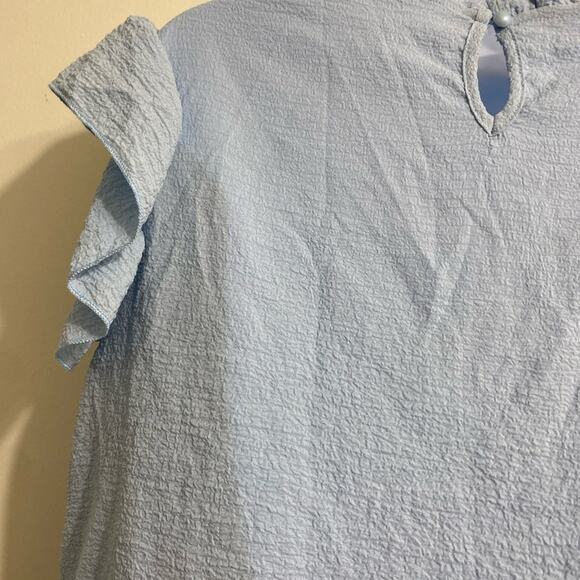 Light Blue Ruffle Sleeve Top - Picture 7 of 11